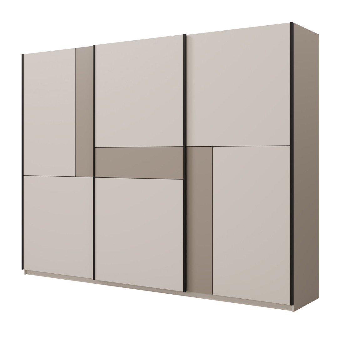 Armoire VERTIS 3 portes coulissantes cachemire et beige 270 cm design graphique
