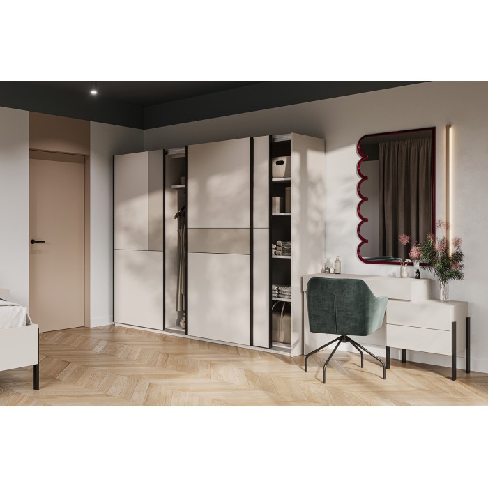 Schrank VERTIS 3 Schiebetüren Kaschmir und Beige 270 cm Grafikdesign