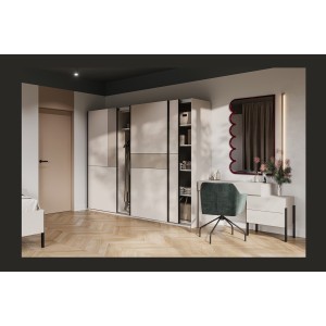 Armoire VERTIS 3 portes coulissantes cachemire et beige 270 cm design graphique