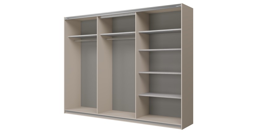 Armoire VERTIS 3 portes coulissantes cachemire et beige 270 cm design graphique