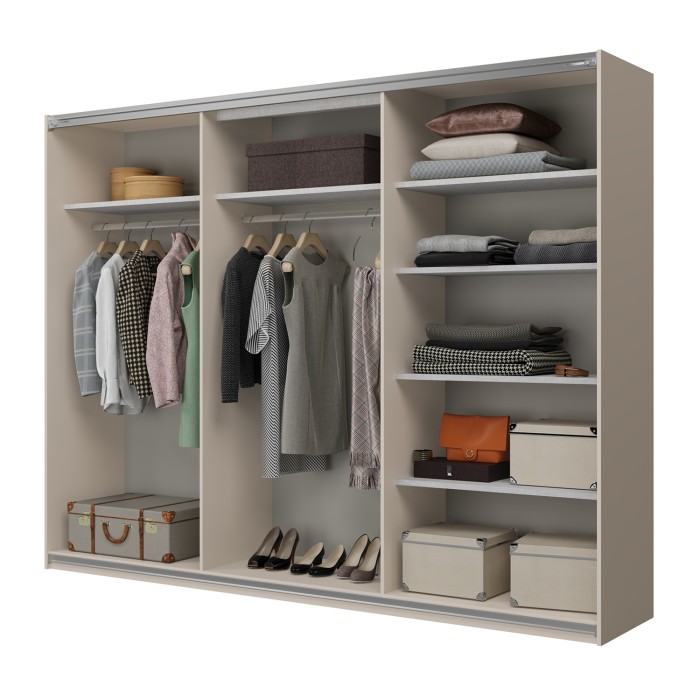 Schrank VERTIS 3 Schiebetüren Kaschmir und Beige 270 cm Grafikdesign