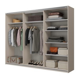 Armoire VERTIS 3 portes coulissantes cachemire et beige 270 cm design graphique