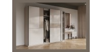 Armoire VERTIS 3 portes coulissantes cachemire et beige 270 cm design graphique