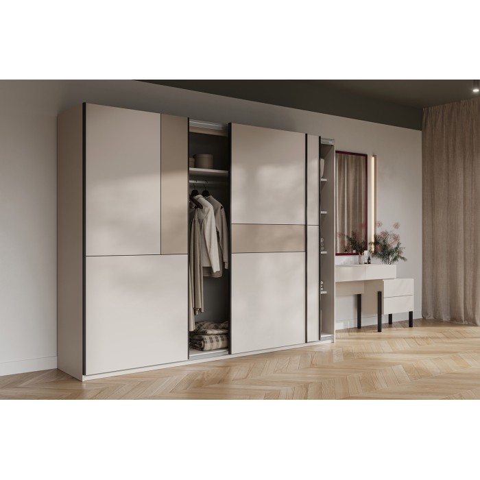 Schrank VERTIS 3 Schiebetüren Kaschmir und Beige 270 cm Grafikdesign