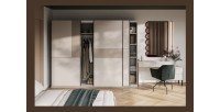 Armoire VERTIS 3 portes coulissantes cachemire et beige 270 cm design graphique