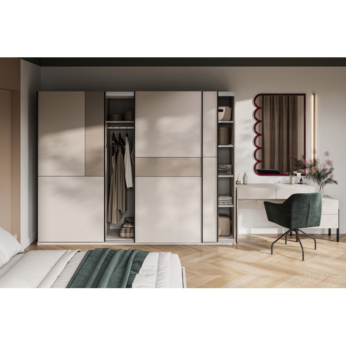 Schrank VERTIS 3 Schiebetüren Kaschmir und Beige 270 cm Grafikdesign