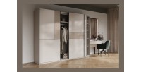 Armoire VERTIS 3 portes coulissantes cachemire et beige 270 cm design graphique