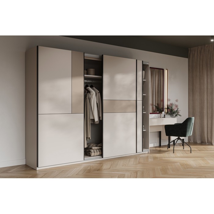 Schrank VERTIS 3 Schiebetüren Kaschmir und Beige 270 cm Grafikdesign