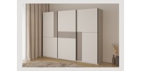 Armoire VERTIS 3 portes coulissantes cachemire et beige 270 cm design graphique