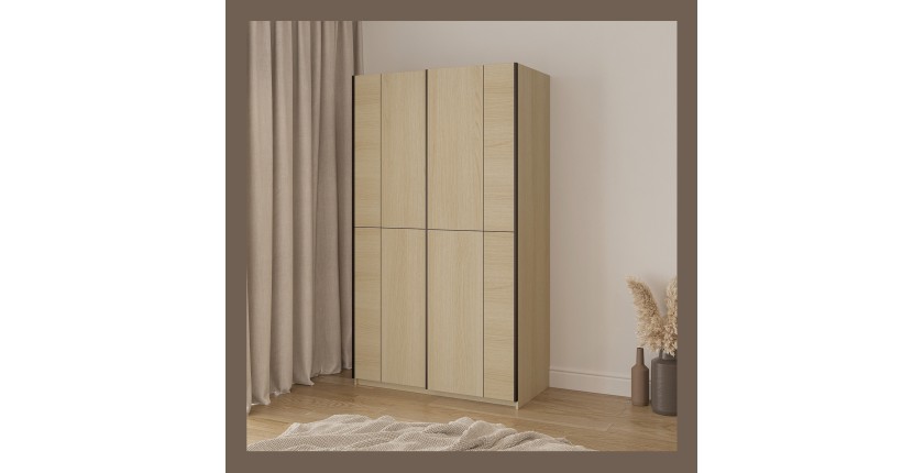 Armoire VERTIS 2 portes coulissantes cachemire avec fermeture silencieuse 120 cm