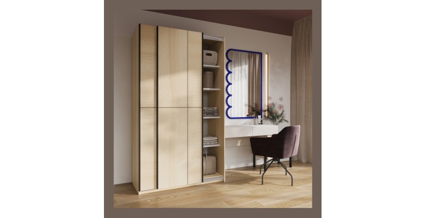 Armoire VERTIS 2 portes coulissantes cachemire avec fermeture silencieuse 120 cm