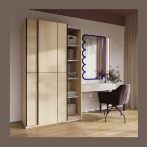 Armoire VERTIS 2 portes coulissantes cachemire avec fermeture silencieuse 120 cm