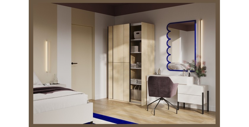 Armoire VERTIS 2 portes coulissantes cachemire avec fermeture silencieuse 120 cm