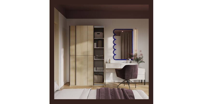Armoire VERTIS 2 portes coulissantes cachemire avec fermeture silencieuse 120 cm