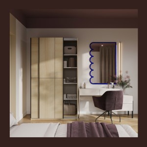 Armoire VERTIS 2 portes coulissantes cachemire avec fermeture silencieuse 120 cm