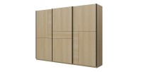 Armoire VERTIS 3 portes coulissantes chêne clair et noir avec fermeture silencieuse 270 cm