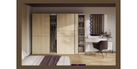 Armoire VERTIS 3 portes coulissantes chêne clair et noir avec fermeture silencieuse 270 cm
