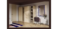 Armoire VERTIS 3 portes coulissantes chêne clair et noir avec fermeture silencieuse 270 cm