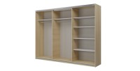 Armoire VERTIS 3 portes coulissantes chêne clair et noir avec fermeture silencieuse 270 cm