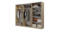Armoire VERTIS 3 portes coulissantes chêne clair et noir avec fermeture silencieuse 270 cm