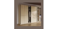 Armoire VERTIS 3 portes coulissantes chêne clair et noir avec fermeture silencieuse 270 cm
