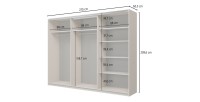 Armoire VERTIS 3 portes coulissantes chêne clair et noir avec fermeture silencieuse 270 cm