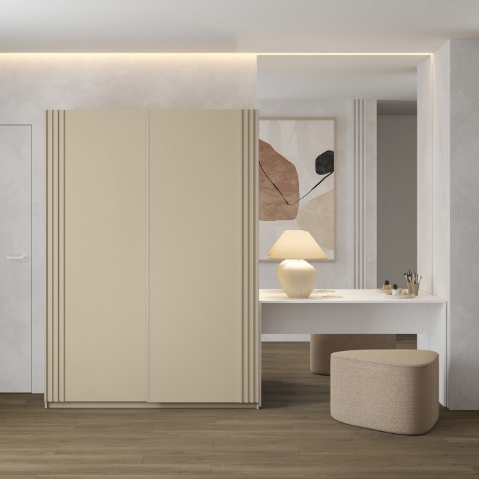 Schrank MONVIA mit 2 schiebetüren in Kaschmirfarbe und leiser Schließfunktion, 150 cm
