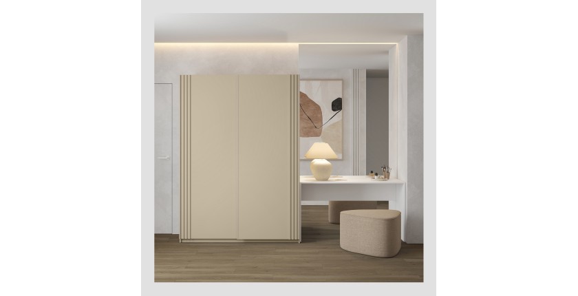 Armoire MONVIA 2 portes coulissantes cachemire avec fermeture silencieuse 150 cm