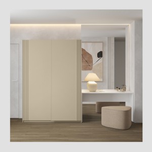 Armoire MONVIA 2 portes coulissantes cachemire avec fermeture silencieuse 150 cm