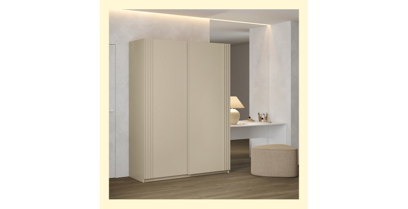 Armoire MONVIA 2 portes coulissantes cachemire avec fermeture silencieuse 150 cm