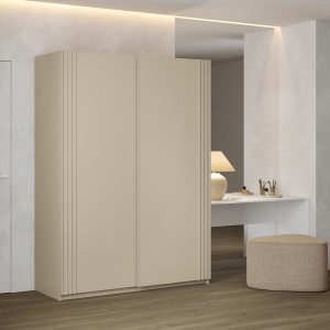 Armoire MONVIA 2 portes coulissantes cachemire avec fermeture silencieuse 150 cm