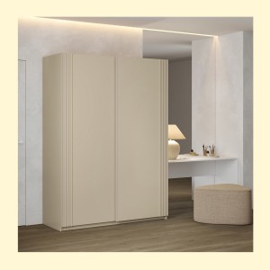 Armoire MONVIA 2 portes coulissantes cachemire avec fermeture silencieuse 150 cm