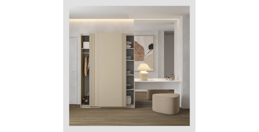 Armoire MONVIA 2 portes coulissantes cachemire avec fermeture silencieuse 150 cm