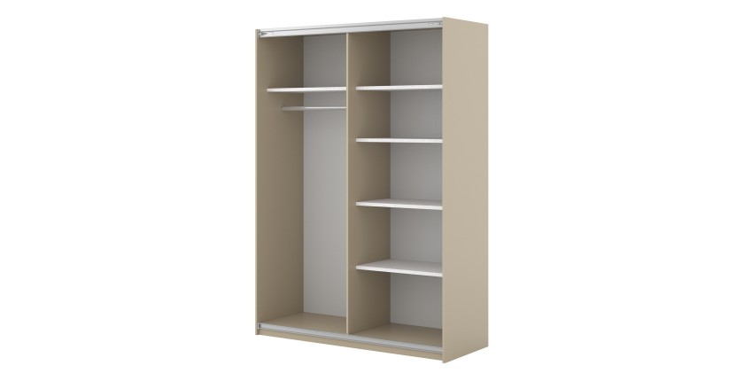 Armoire MONVIA 2 portes coulissantes cachemire avec fermeture silencieuse 150 cm