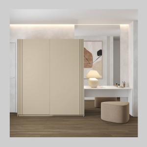 Armoire MONVIA 2 portes coulissantes cachemire avec fermeture silencieuse 180 cm
