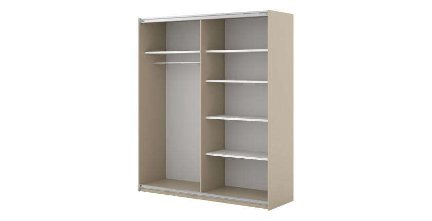 Armoire MONVIA 2 portes coulissantes cachemire avec fermeture silencieuse 180 cm