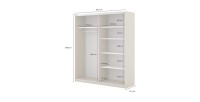 Armoire MONVIA 2 portes coulissantes cachemire avec fermeture silencieuse 180 cm