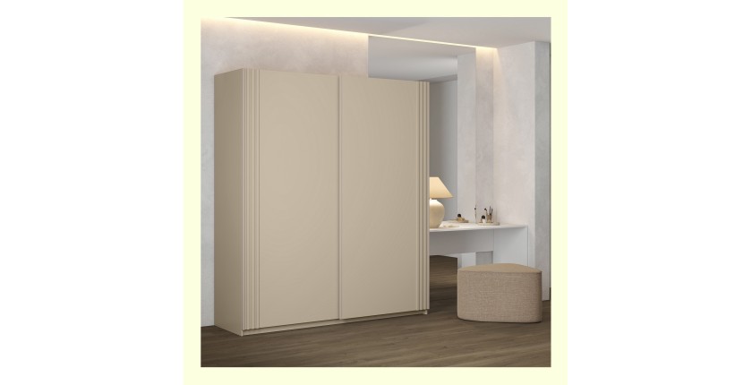 Armoire MONVIA 2 portes coulissantes cachemire avec fermeture silencieuse 180 cm