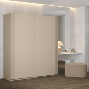 Armoire MONVIA 2 portes coulissantes cachemire avec fermeture silencieuse 180 cm