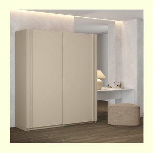 Armoire MONVIA 2 portes coulissantes cachemire avec fermeture silencieuse 180 cm