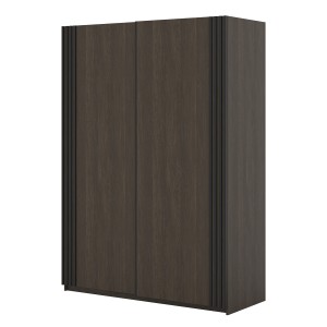 Armoire MONVIA 2 portes coulissantes chêne foncé et noir avec fermeture silencieuse 150 cm
