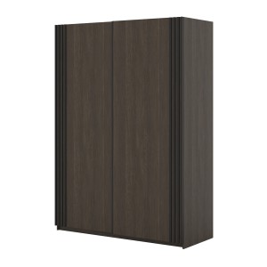 Armoire MONVIA 2 portes coulissantes chêne foncé et noir avec fermeture silencieuse 150 cm