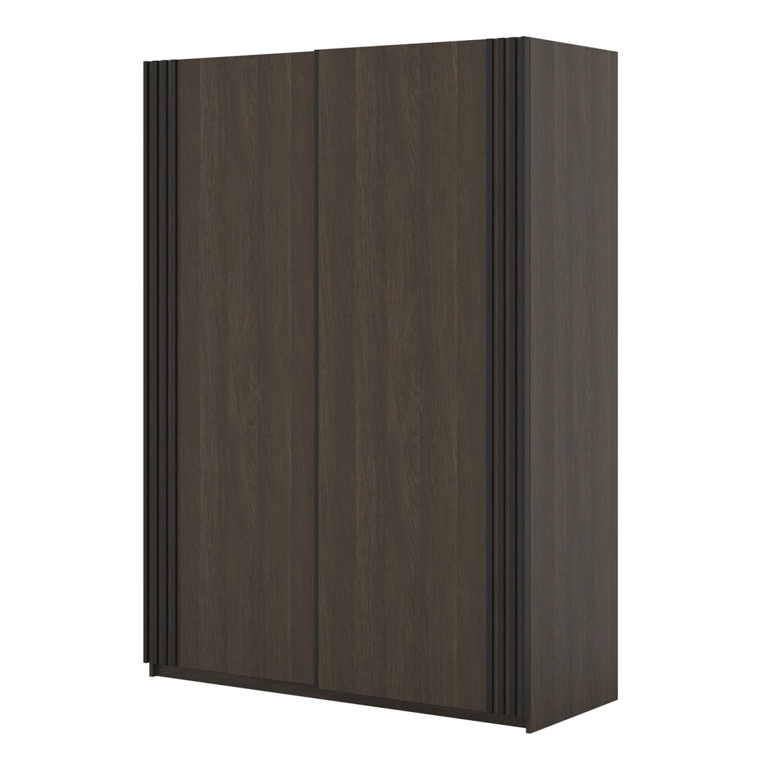 Armoire MONVIA 2 portes coulissantes chêne foncé et noir avec fermeture silencieuse 150 cm