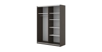 Armoire MONVIA 2 portes coulissantes chêne foncé et noir avec fermeture silencieuse 150 cm