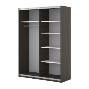 Armoire MONVIA 2 portes coulissantes chêne foncé et noir avec fermeture silencieuse 150 cm