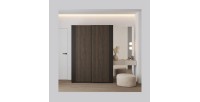 Armoire MONVIA 2 portes coulissantes chêne foncé et noir avec fermeture silencieuse 150 cm
