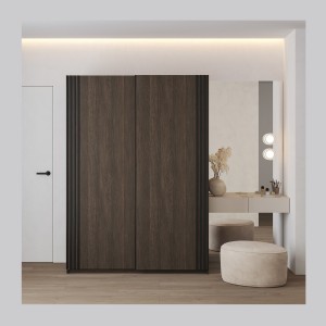 Armoire MONVIA 2 portes coulissantes chêne foncé et noir avec fermeture silencieuse 150 cm