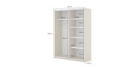 Armoire MONVIA 2 portes coulissantes chêne foncé et noir avec fermeture silencieuse 150 cm