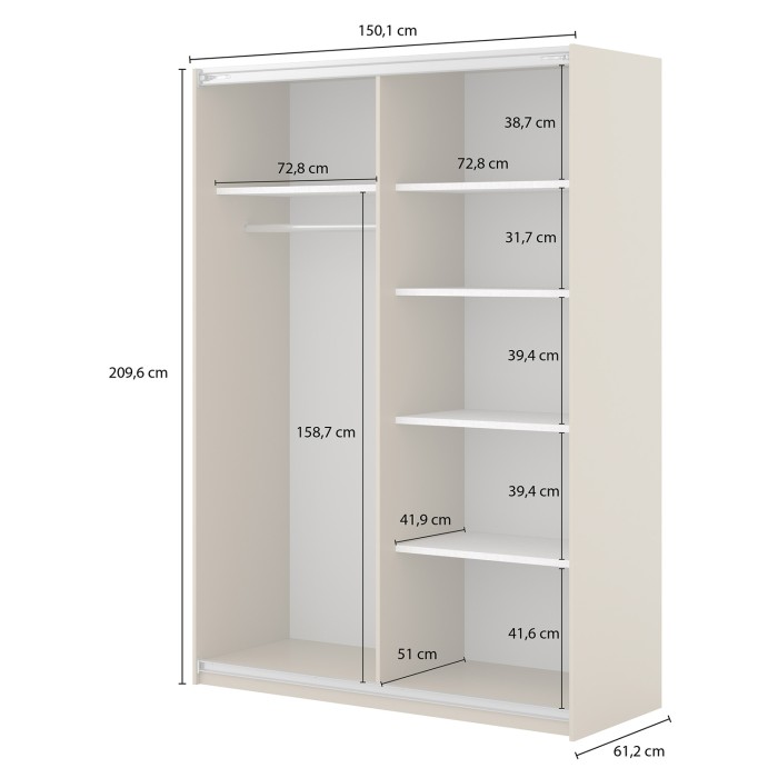 Schrank MONVIA mit 2 Schiebetüren in dunkler Eiche und Schwarz mit leiser Schließung, 150 cm