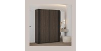 Armoire MONVIA 2 portes coulissantes chêne foncé et noir avec fermeture silencieuse 150 cm